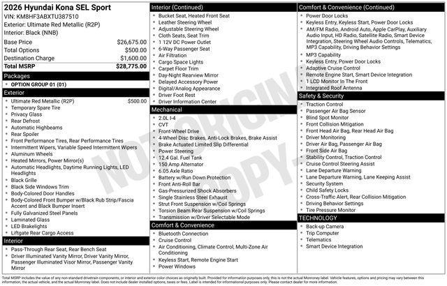 2026 Hyundai Kona SEL Sport