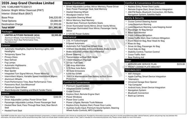 2026 Jeep Grand Cherokee GRAND CHEROKEE LIMITED 4X4 2026 Jeep Grand Cherokee GRAND CHEROKEE LIMITED 4X4