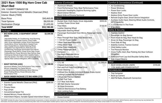 2021 Ram 1500 Big Horn Crew Cab 4x4 5'7" Box