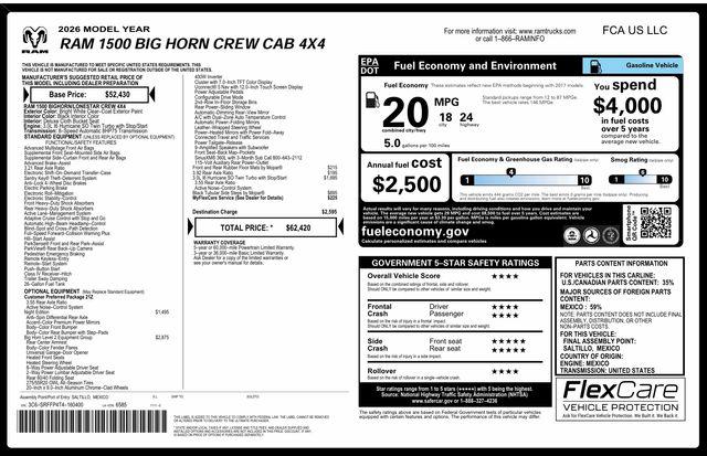 2026 Ram 1500 Big Horn Crew Cab 4x4 57 Box for sale in Charlotte, NC