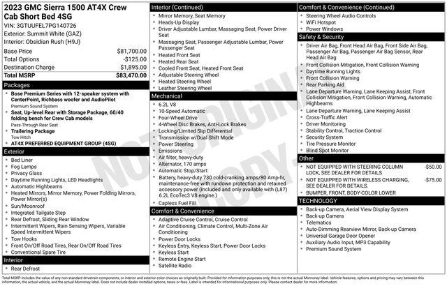 2023 GMC Sierra 1500 4WD Crew Cab Short Box AT4X