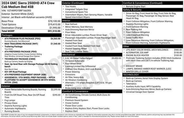 2024 GMC Sierra 2500HD 4WD Crew Cab Standard Bed AT4