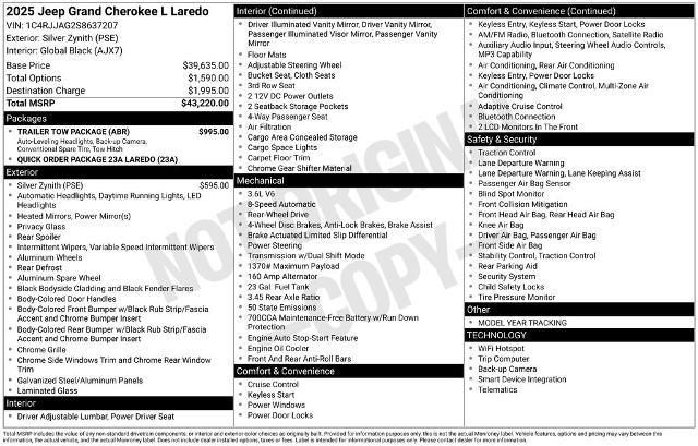 2025 Jeep Grand Cherokee L Laredo 4x2