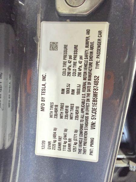 2021 Tesla Model 3 Long Range