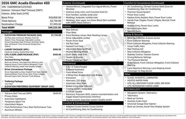 2026 GMC Acadia Elevation FWD
