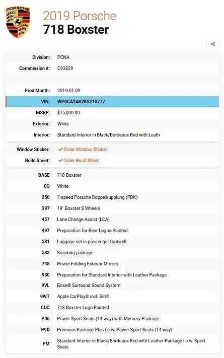 2019 Porsche 718 Boxster 718 Boxster