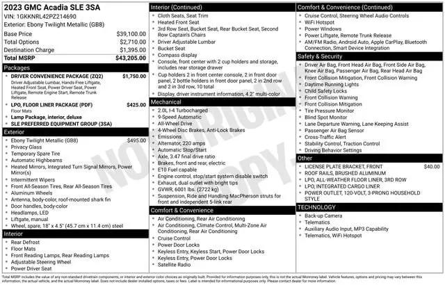 2023 GMC Acadia AWD SLE