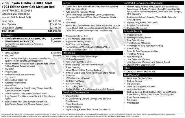 2025 Toyota Tundra 1794 Edition CrewMax 6.4' Bed