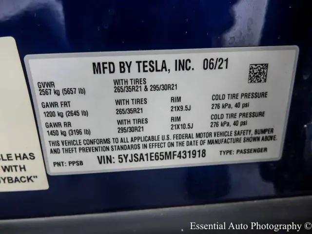 2021 Tesla Model S Plaid Tri Motor All-Wheel Drive