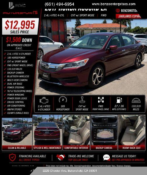2017 Honda Accord LX for sale in Bakersfield, CA