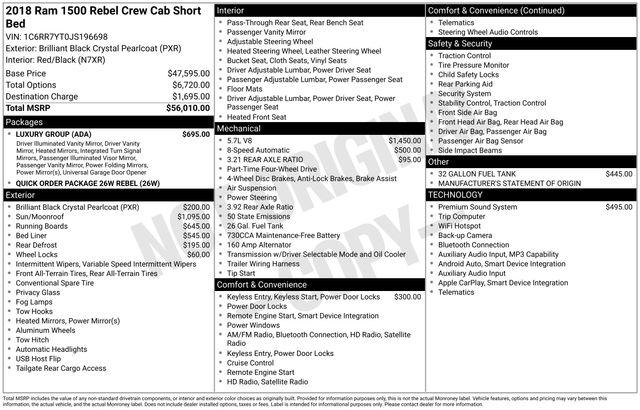 2018 Ram 1500 Rebel Crew Cab 4x4 57 Box