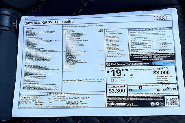 2026 Audi Q8 Prestige Plus 55 TFSI quattro Tiptronic