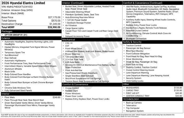 New 2026 Hyundai Elantra Limited For Sale in Olive Branch, MS