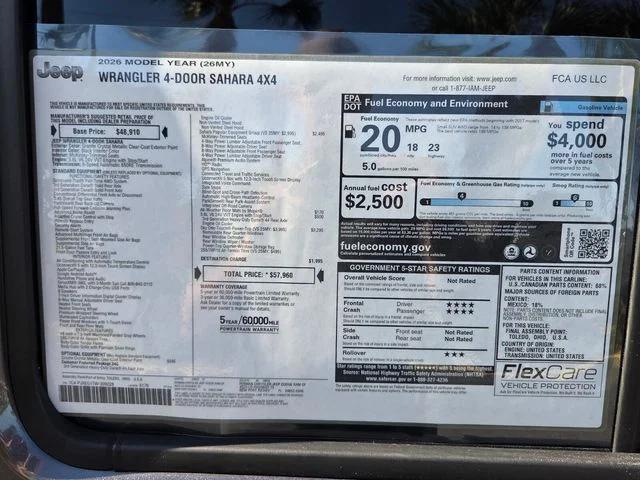 2026 Jeep Wrangler WRANGLER 4-DOOR SAHARA