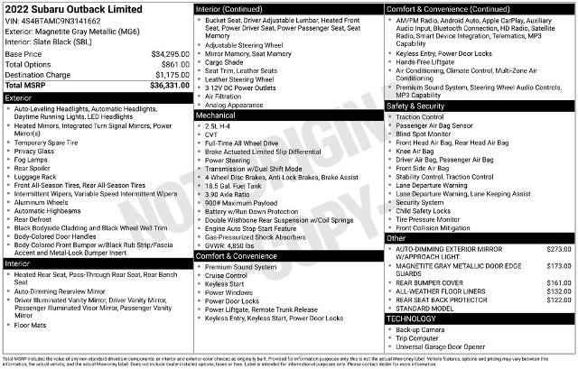 2022 Subaru Outback Limited for sale in Provo, UT