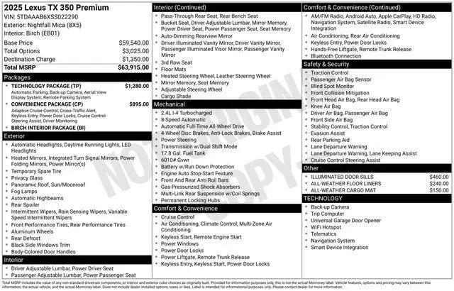 2025 Lexus TX 350 Premium for sale near Dayton, OH