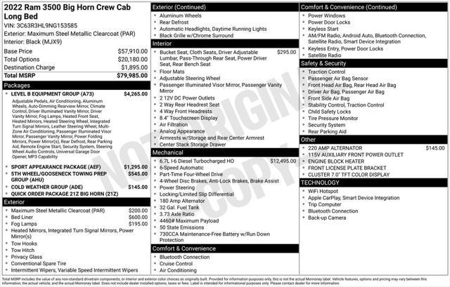 2022 Ram 3500 Big Horn Crew Cab 4x4 8' Box