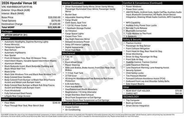 Used 2026 Hyundai Venue SE For Sale in Olive Branch, MS