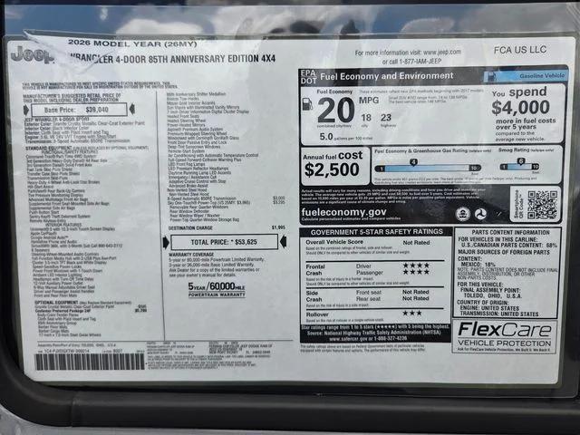 2026 Jeep Wrangler WRANGLER 4-DOOR 85TH ANNIVERSARY EDITION