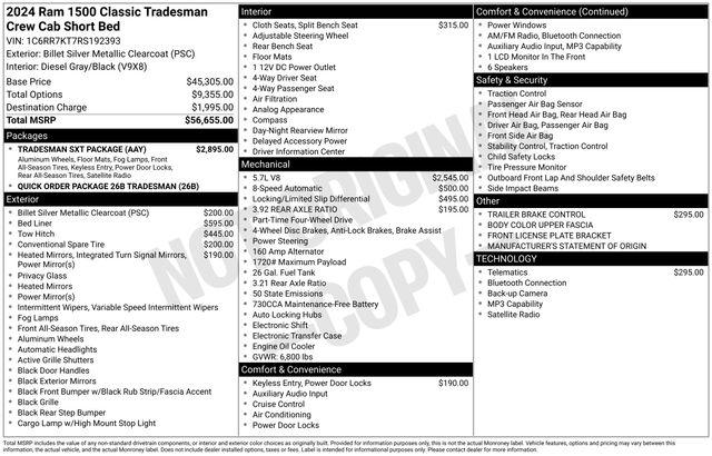 2024 Ram 1500 Classic Tradesman Crew Cab 4x4 57 Box