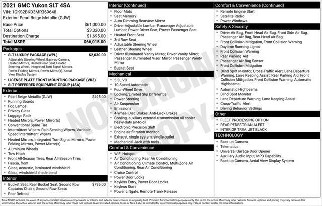 2021 GMC Yukon 4WD SLT