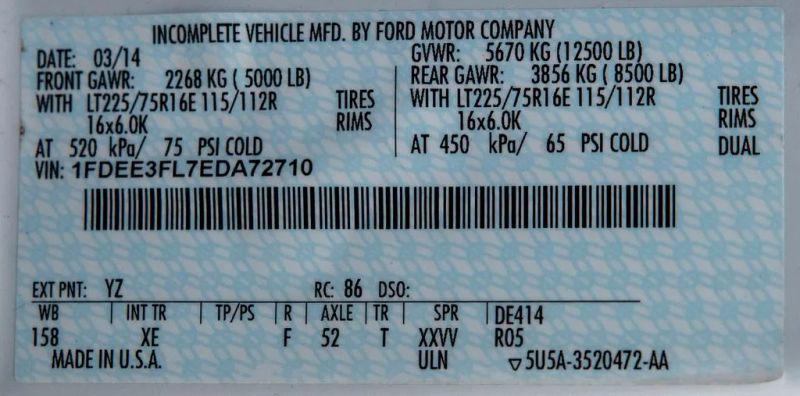 2014 Ford E-350 Cutaway Base