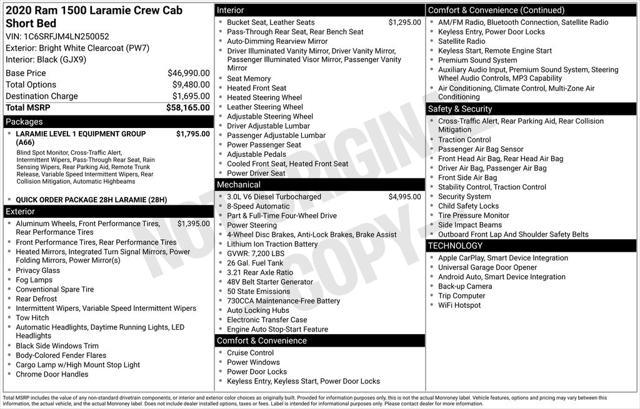 2020 Ram 1500 Laramie Crew Cab 4x4 5'7" Box