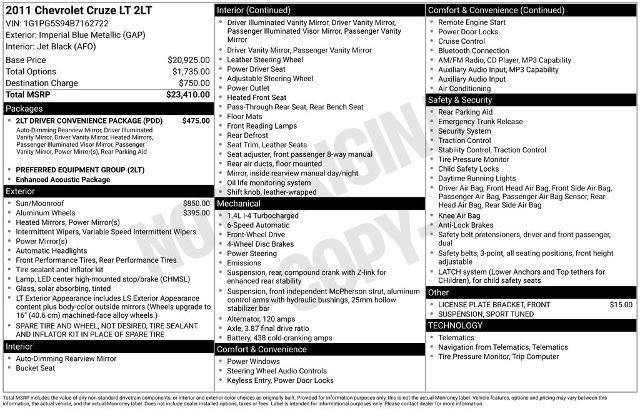 2011 Chevrolet Cruze 2LT for sale in El Dorado Springs, MO