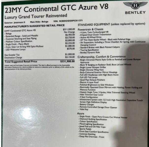 2023 Bentley Continental GT Base