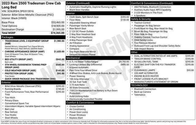 2023 Ram 2500 Tradesman Crew Cab 4x4 8' Box for sale near Norwalk, OH