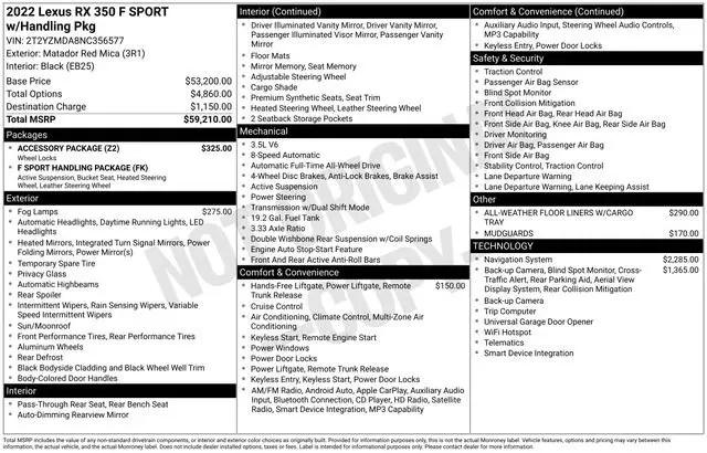 2022 Lexus RX 350 F SPORT Handling for sale in Fort Myers, FL