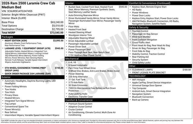 2026 RAM Ram 2500 RAM 2500 LARAMIE CREW CAB 4X4 64 BOX