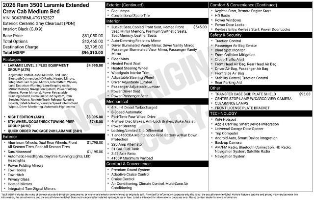 2026 Ram 3500 Laramie Mega Cab 4x4 6'4" Box for sale in El Dorado Springs, MO