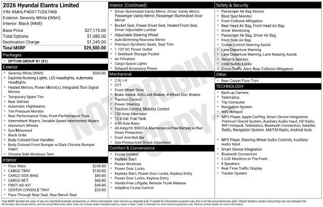 New 2026 Hyundai Elantra Limited For Sale in Olive Branch, MS