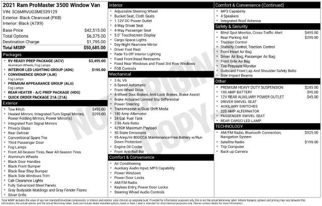2021 Ram ProMaster Window Van High Roof 159 WB EXT