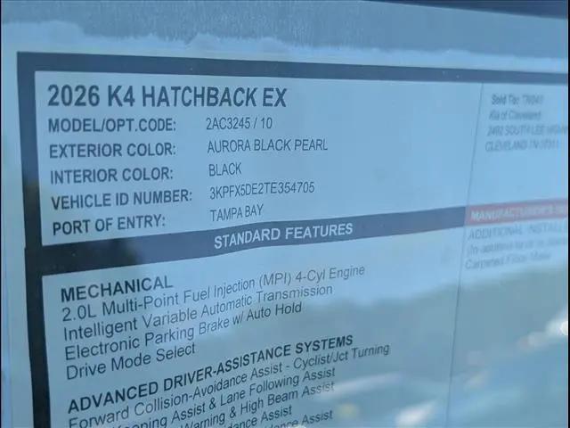 2026 Kia K4 EX