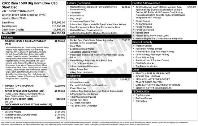 2022 Ram 1500 Big Horn Crew Cab 4x4 5'7" Box