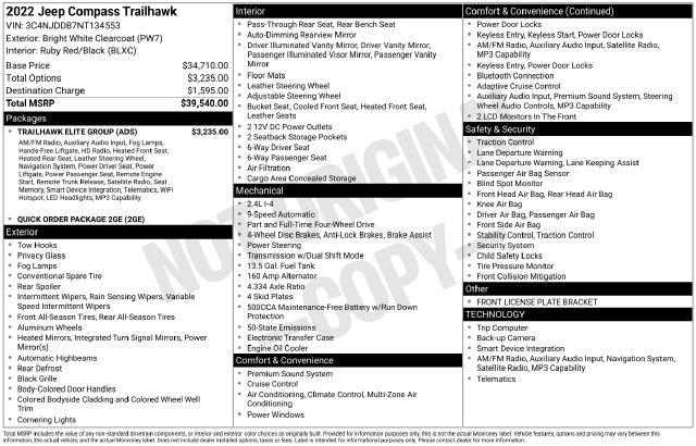 2022 Jeep Compass Trailhawk 4x4