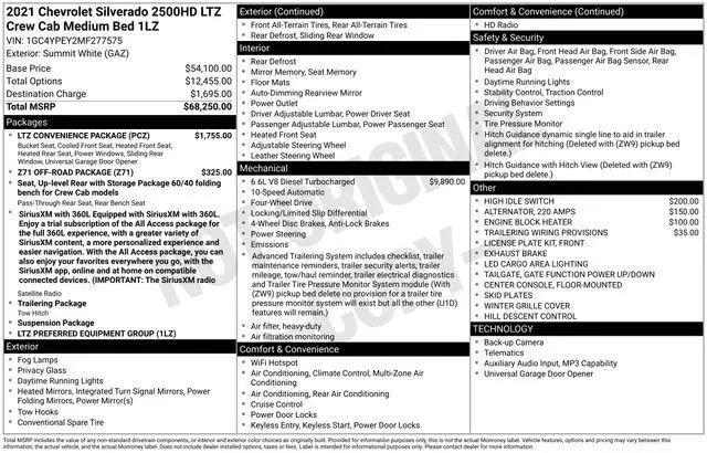 2021 Chevrolet Silverado 2500HD 4WD Crew Cab Standard Bed LTZ for sale in Castle Rock, CO