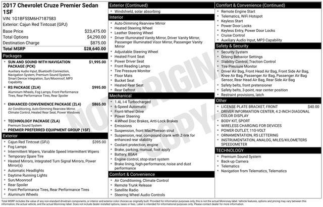 2017 Chevrolet Cruze Premier Auto for sale in San Diego, CA