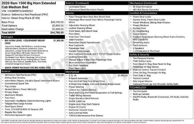 2020 Ram 1500 Big Horn Quad Cab 4x4 6'4" Box