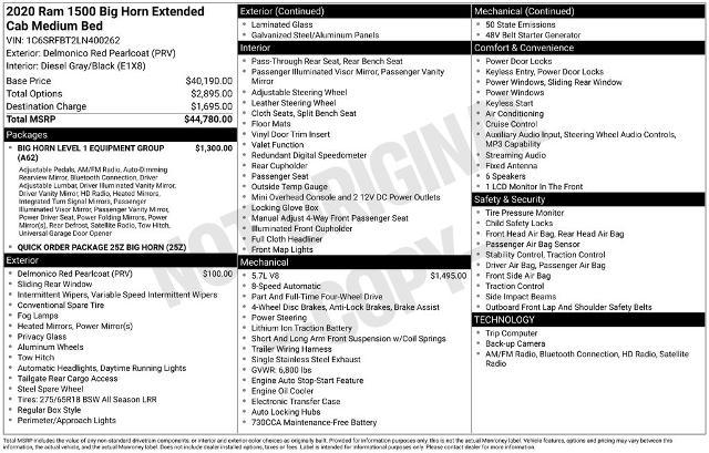 2020 Ram 1500 Big Horn Quad Cab 4x4 6'4" Box
