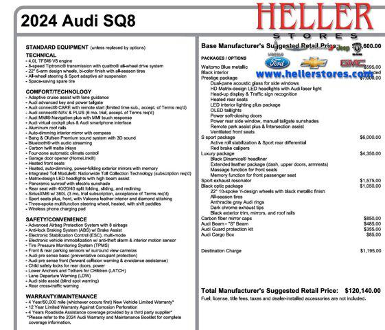 2024 Audi SQ8 Prestige 4.0 TFSI quattro for sale in El Paso, IL