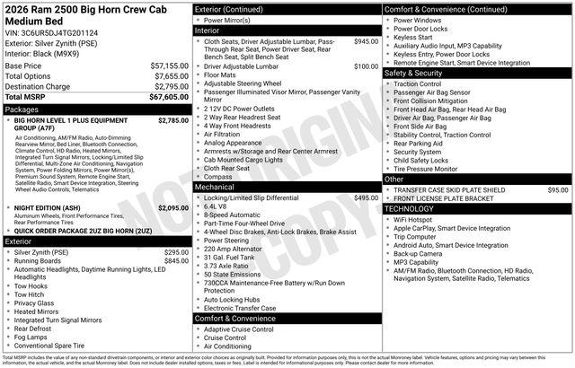 2026 Ram 2500 Big Horn Crew Cab 4x4 64 Box