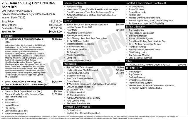 2025 Ram 1500 Big Horn Crew Cab 4x4 5'7" Box for sale in Tulsa, OK
