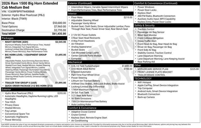 2026 Ram 1500 Big Horn Quad Cab 4x4 64 Box
