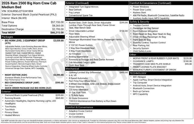 2026 Ram 2500 Big Horn Crew Cab 4x4 64 Box