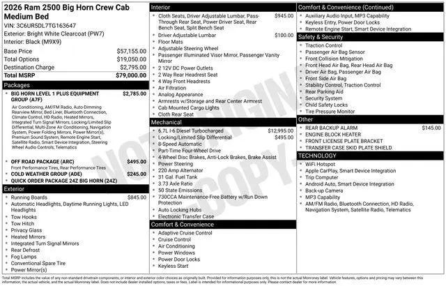 2026 Ram 2500 Big Horn Crew Cab 4x4 6'4" Box for sale in Saltillo, MS