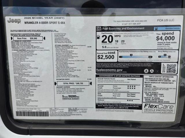 2026 Jeep Wrangler WRANGLER 4-DOOR SPORT S