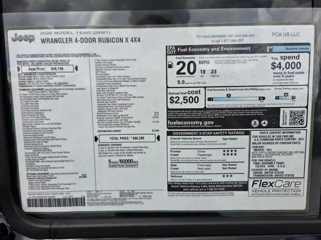2026 Jeep Wrangler WRANGLER 4-DOOR RUBICON X